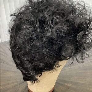 Voluminous Bob Cut Curly Synthetic Black Wig